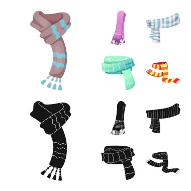 Eşarp ve şal simgesi yalıtılmış nesne. Web için hisse senedi sembolü eşarp ve aksesuar koleksiyonu.