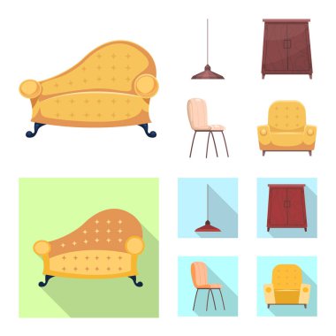 Mobilya ve daire simge vektör tasarımı. Koleksiyon Mobilya ve ev hisse senedi vektör çizim.