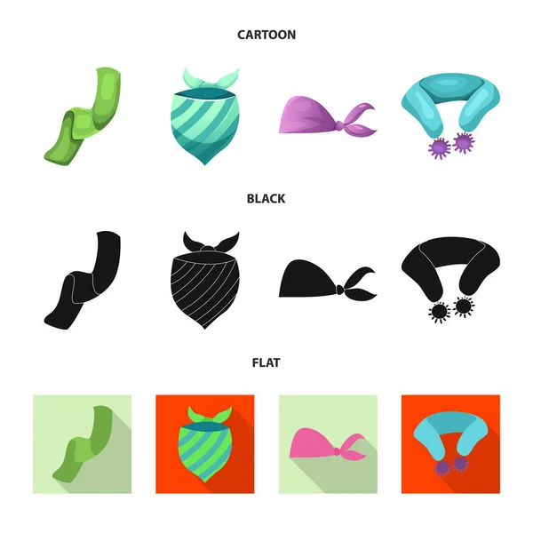 Conception vectorielle de l'écharpe et du logo châle. Ensemble d'écharpe et accessoire stock symbole pour la toile . — Image vectorielle