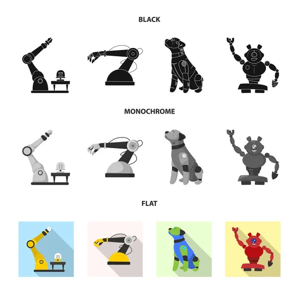 Diseño vectorial de robot e icono de fábrica. Colección de robot y símbolo de stock espacial para web . — Vector de stock