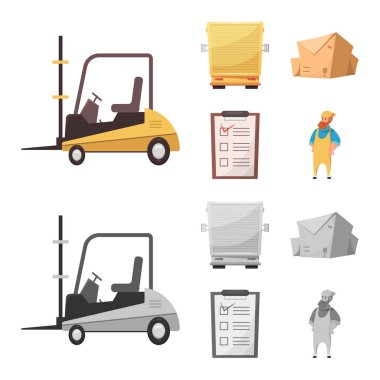 Mal ve kargo simge vektör Illustration. Ürünler ve hisse senedi için ambar vektör simge kümesi.