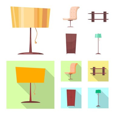 Mobilya ve daire logo vektör tasarımı. Mobilya ve ev hisse senedi simgesi için web topluluğu.