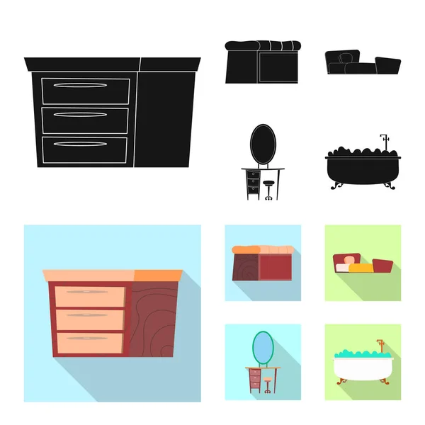 Diseño vectorial de muebles e icono del apartamento. Colección de muebles y el hogar vector de la ilustración . — Archivo Imágenes Vectoriales