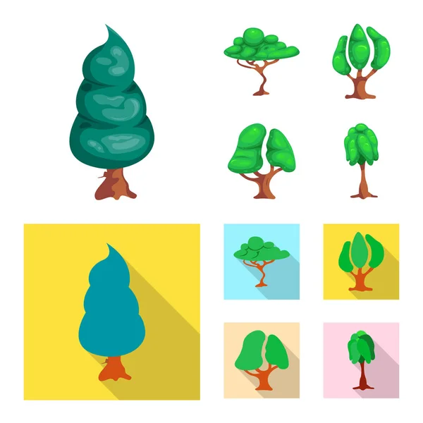 Obiectul izolat al copacului și al semnului naturii. Colecție de pictogramă vector copac și coroană pentru stoc . — Vector de stoc