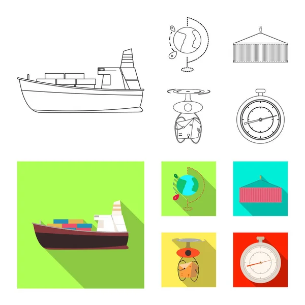 Ilustración vectorial de mercancías y símbolo de carga. Conjunto de productos y stock de almacén símbolo para web . — Vector de stock