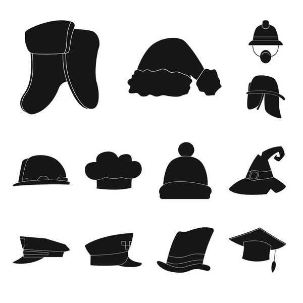 Vektor-Design von Kopfbedeckung und Mützensymbol. Sammlung von Kopfbedeckungen und Zubehör Aktiensymbol für Web. — Stockvektor