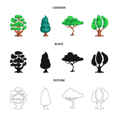 Ağaç ve doğa sembolü yalıtılmış nesne. Hisse senedi için ağaç ve taç vektör simge kümesi.