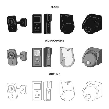 Cctv kamera simgesi yalıtılmış nesne. Cctv ve sistem stok vektör çizim topluluğu.