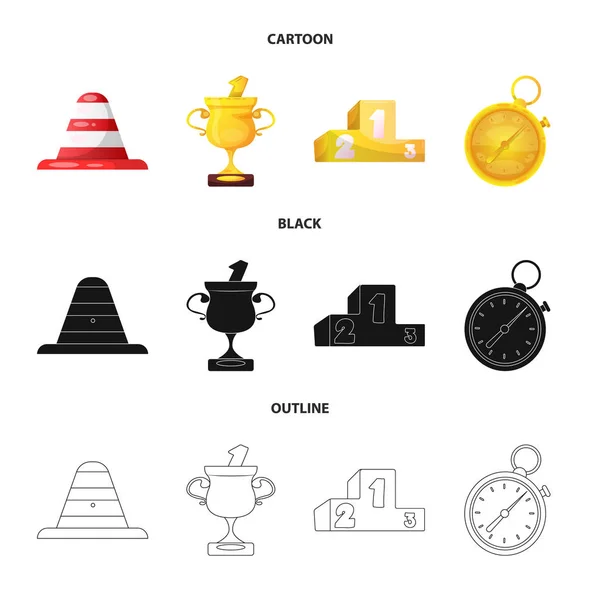 Vectorillustratie van auto en rally pictogram. Set van auto en race voorraad vectorillustratie. — Stockvector