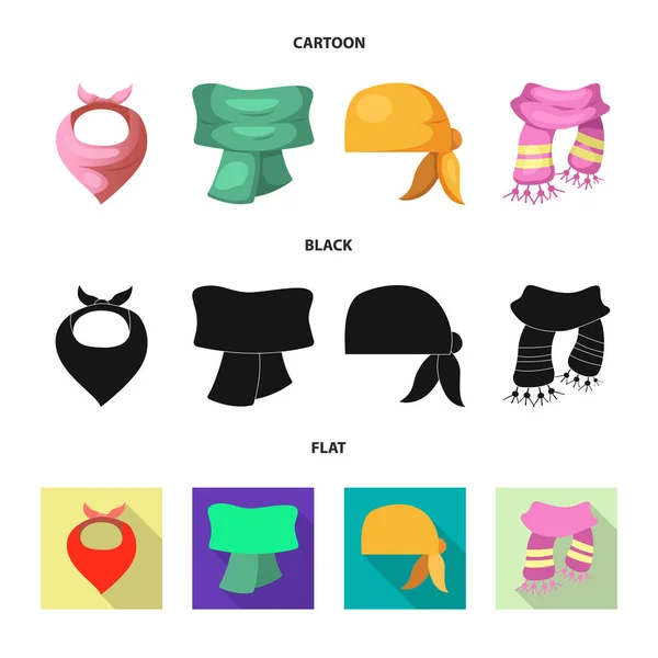 Ilustración vectorial de bufanda y símbolo de chal. Conjunto de bufanda y accesorio símbolo de stock para web . — Vector de stock