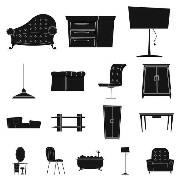 Diseño Vectorial Muebles Letrero Apartamento Conjunto Muebles Vector Inicio Icono — Archivo Imágenes Vectoriales