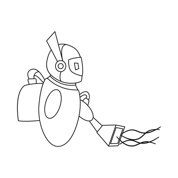 Векторная иллюстрация робота и иконки завода. Набор символов робота и космического запаса для паутины . — стоковый вектор