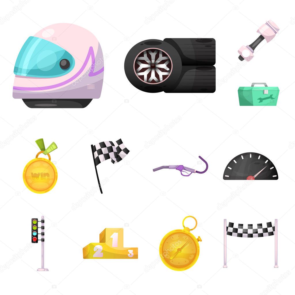 Vector illustration of car and rally symbol. Collection of car and race stock vector illustration.