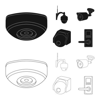 Cctv ve kamera logo vektör tasarımı. Cctv ve sistem stok vektör çizim seti.