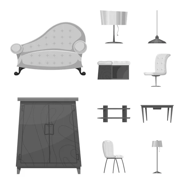 Изолированный предмет мебели и символ квартиры. Коллекция мебели и векторных иллюстраций для дома . — стоковый вектор