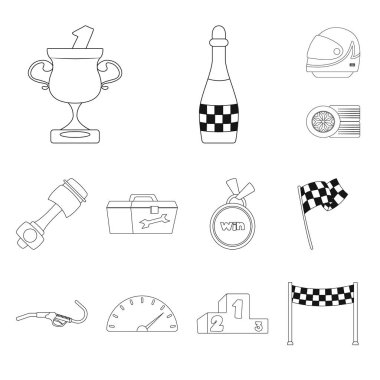 Araba ve ralli logo vektör tasarımı. Araba ve yarış hisse senedi vektör çizim seti.