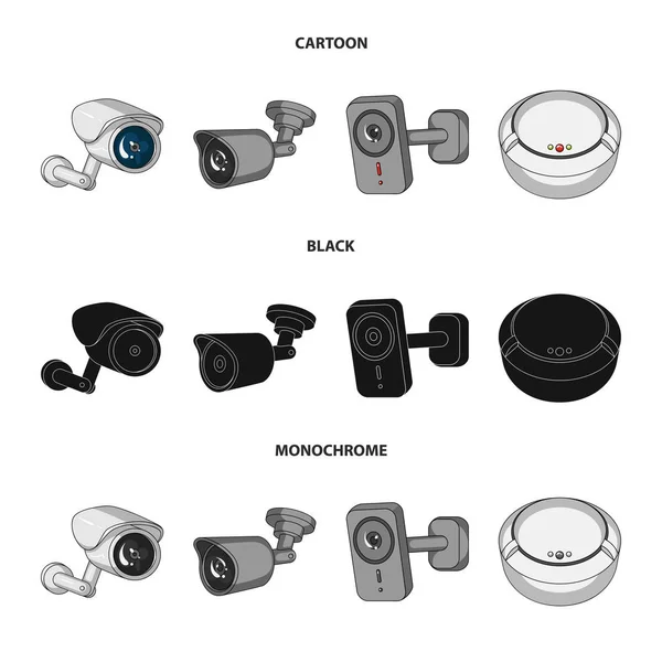 Diseño vectorial de cctv y signo de cámara. Conjunto de cctv y vector de sistema icono para stock . — Archivo Imágenes Vectoriales