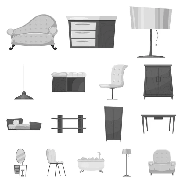Vector design bútor- és lakás-logó. Bútor és hazai tőzsdei szimbólum a web. — Stock Vector