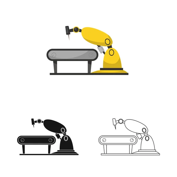 Objeto aislado de robot y signo de fábrica. Conjunto de robot y símbolo de stock espacial para web . — Vector de stock