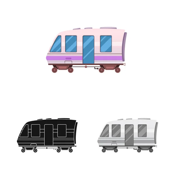 기차 및 역 상징의 벡터 디자인입니다. 웹에 대 한 기차 및 티켓 주식 기호 집합. — 스톡 벡터