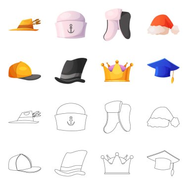 Şapkalar ve kap simge vektör tasarımı. Şapkalar ve şapkalar hisse senedi simgesi için web topluluğu.