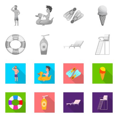 Havuzu ve yüzme işaret illüstrasyon vektör. Hisse senedi için havuz ve etkinlik vektör simge topluluğu.