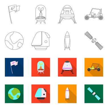 Mars'ın tasarım vektör ve işareti alanı. Mars ve dünya hisse senedi vektör çizim koleksiyonu.