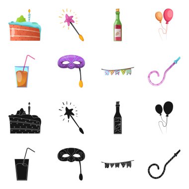 Yalıtılmış nesne parti ve Doğum günü kutsal kişilerin resmi. Web için kutlama ve parti hisse senedi simgesi kümesi.