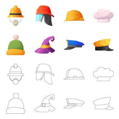 Şapkalar ve kap simge vektör Illustration. Hisse senedi için başlıklar ve şapkalar vektör simge topluluğu.