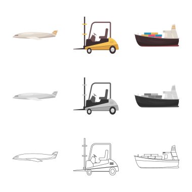 Eşya ve kargo işareti vektör tasarımı. Ürünler ve hisse senedi için ambar vektör simge koleksiyonu.