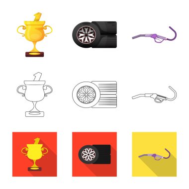 Araba ve ralli simge vektör Illustration. Araba ve yarış hisse senedi vektör çizim seti.
