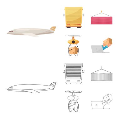 Eşya ve kargo logo vektör tasarımı. Ürünler ve ambar stok vektör çizim.