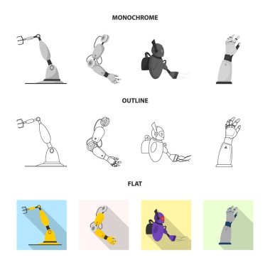 Robot ve fabrika logo vektör tasarımı. Robot ve uzay hisse senedi simgesi için web topluluğu.