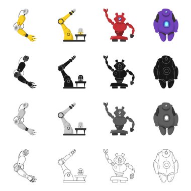 Robot ve fabrika simge vektör tasarımı. Robot ve uzay hisse senedi simgesi için web topluluğu.