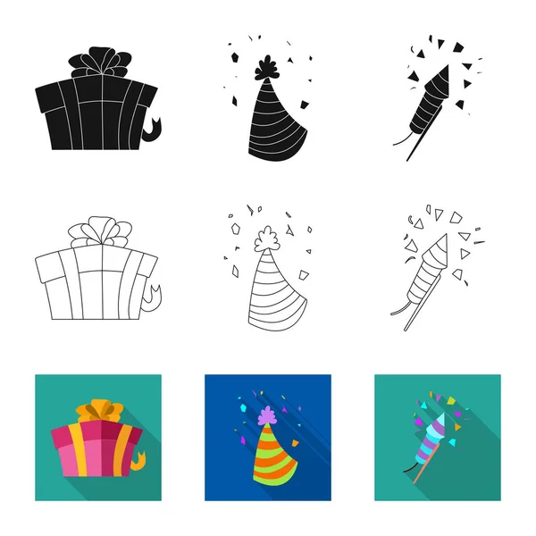Векторный дизайн логотипа вечеринки и дня рождения. Набор праздничных и праздничных фондовых символов для интернета . — стоковый вектор