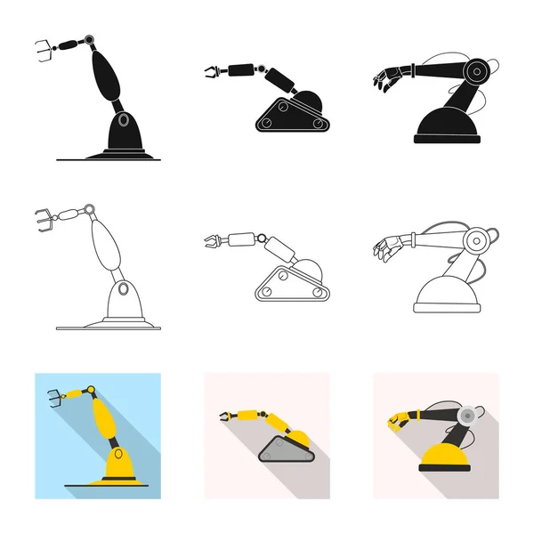 Illustrazione vettoriale dell'icona del robot e della fabbrica. Raccolta di robot e stock spaziale illustrazione vettoriale . — Vettoriale Stock