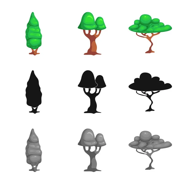 树和自然图标的向量插图。网树和皇冠股票符号的收集. — 图库矢量图片