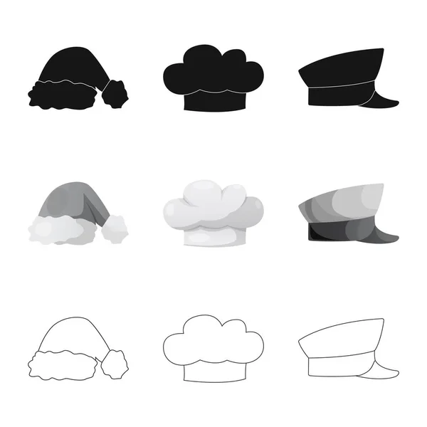Ilustración vectorial de casco e icono de la tapa. Conjunto de casco y el icono del vector de la cabeza para la acción . — Archivo Imágenes Vectoriales