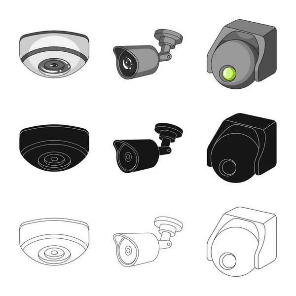 Vector ontwerp van cctv en camera symbool. Aantal cctv en systeem aandelensymbool voor web. — Stockvector