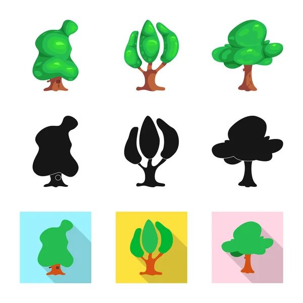 Objeto aislado de árbol y signo de naturaleza. Conjunto de árbol y corona símbolo de stock para web . — Vector de stock