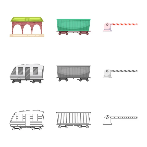 Vektorová design vlakových a staničních symbolu. Kolekce z vlaku a lístek burzovní symbol pro web. — Stockový vektor