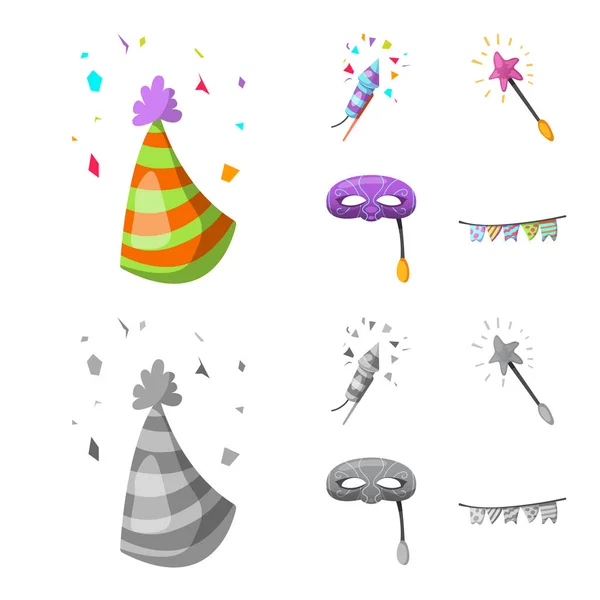 Ilustração vetorial de festa e símbolo de aniversário. Conjunto de festa e celebração vetor ícone para estoque . — Vetor de Stock