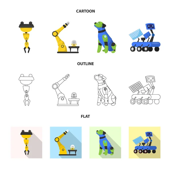 Izolovaný objekt robota a továrna loga. Sbírka robota a místo akcií vektorové ilustrace. — Stockový vektor
