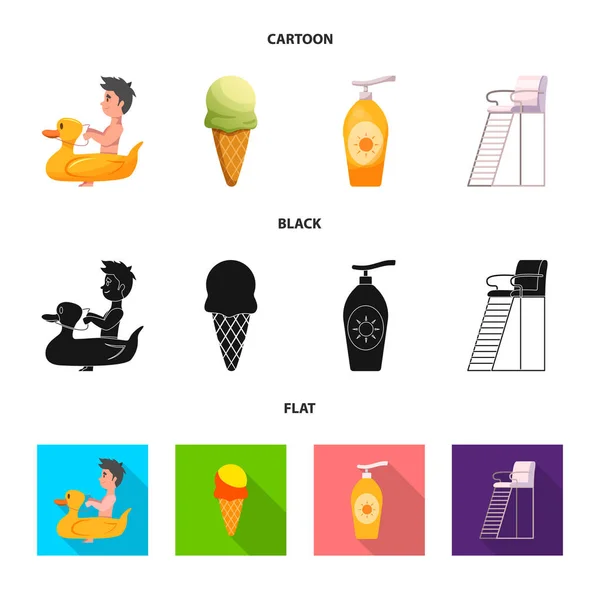 Illustration vectorielle du logo piscine et baignade. Ensemble d'icône de piscine et vecteur d'activité pour stock . — Image vectorielle