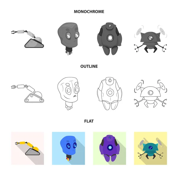 ロボットや工場の記号のベクター イラストです。ロボットと空間の株式ベクトル図のセット. — ストックベクタ