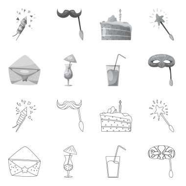 Parti ve Doğum işareti yalıtılmış nesne. Web için kutlama ve parti hisse senedi simgesi kümesi.