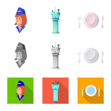 Havaalanı ve uçak logo vektör Illustration. Havaalanı ve uçak hisse senedi simgesi için web topluluğu.