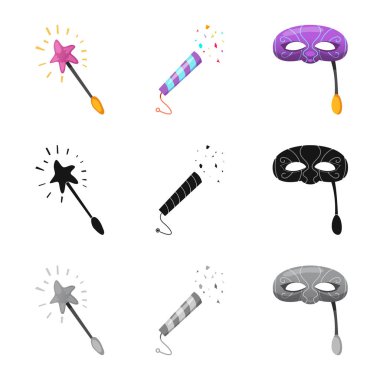 Parti ve Doğum günü simge vektör tasarımı. Parti ve kutlama hisse senedi vektör çizim seti.