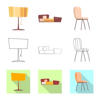 İzole işareti mobilya ve daire nesne. Mobilya ve ev hisse senedi simgesi için web topluluğu.