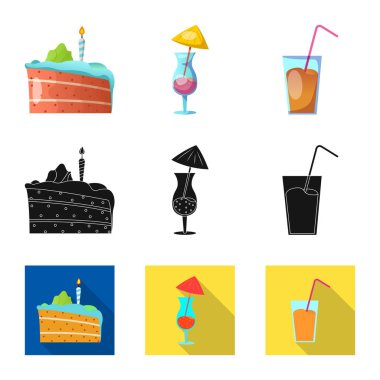 Parti ve Doğum günü logo vektör tasarımı. Hisse senedi için kutlama ve parti vektör simge kümesi.